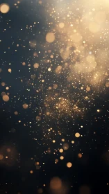 Defocused golden particle bokeh field with gradient light falloff