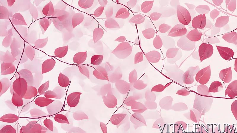 Soft pink leaves pattern on delicate branching stems.