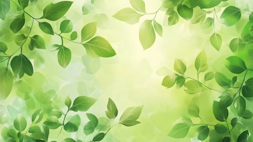 Diffuse luminous foliage field with layered green leaf vectors.