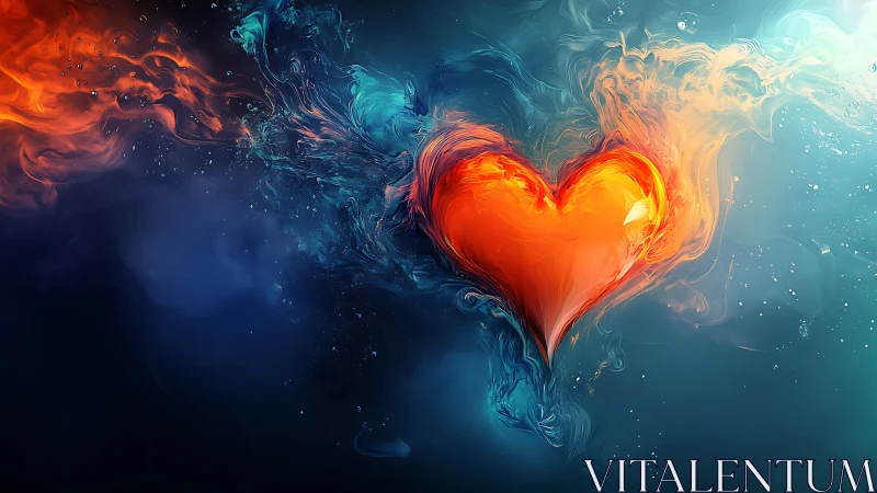 Luminous Heart Engulfed in Fire and Water.