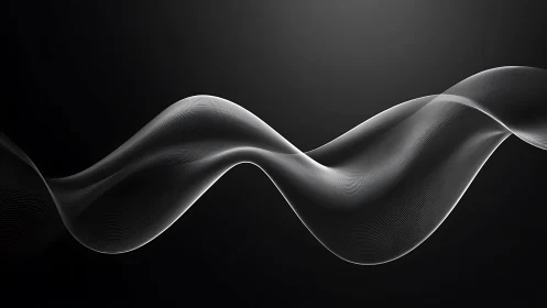 Monochrome light wave arcs across deep black gradient field.