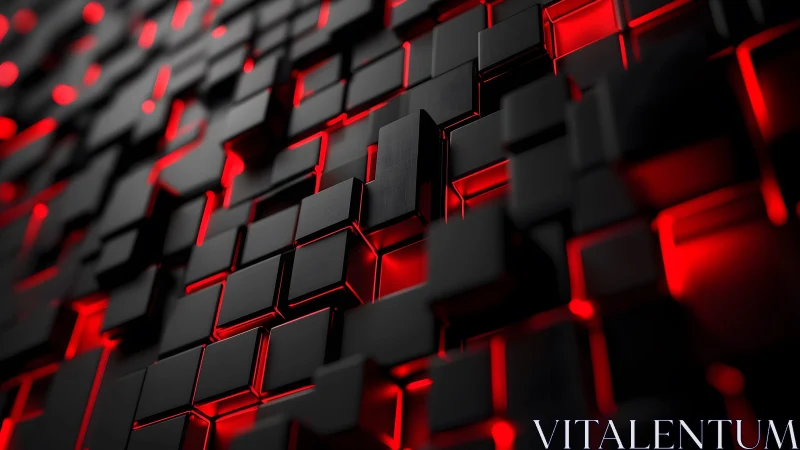 Futuristic black 3D cubes with glowing red light, abstract style. Futuristic black 3D cubes with glowing red light, abstract style.