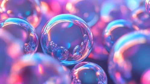 Vibrant soap bubbles in soft dreamy pastel colors, macro style.