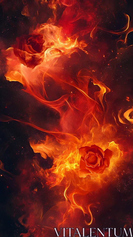 Fiery Abstract Swirls in Intense Red and Orange Flames.