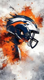 Dynamic bronco helmet profile with explosive orange splatter.