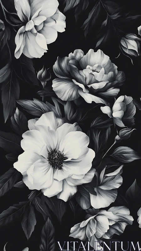 Monochromatic Floral Composition with Layered Botanical Forms.