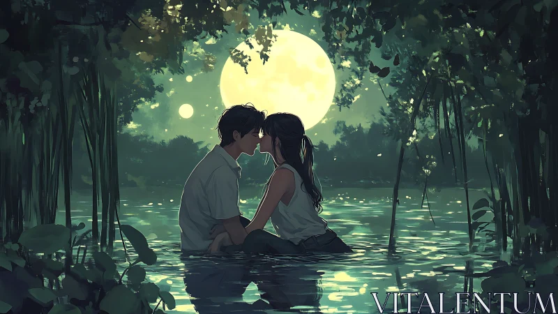 Moonlit Romance in the Swampy Waterscape.