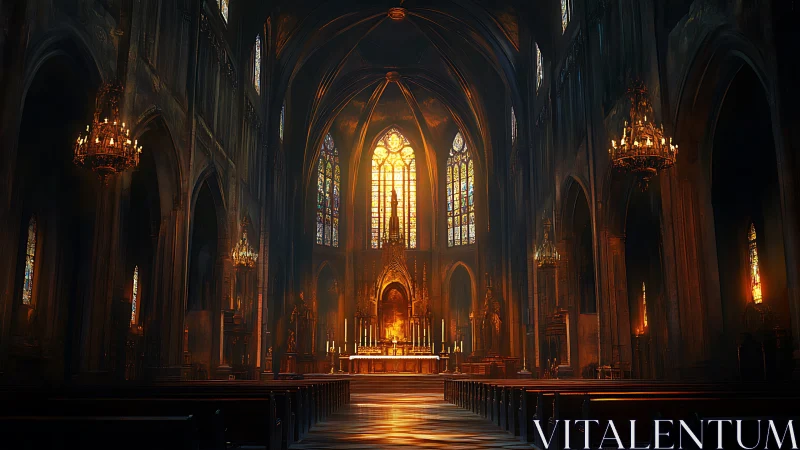Cathedral of embered light and soaring stained-glass silence.