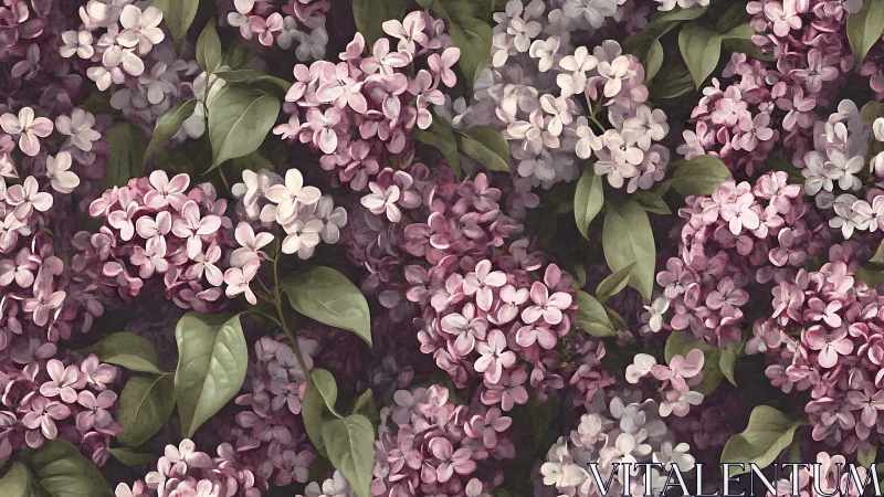 Lilac Botanical Composition with Layered Floral Density.