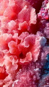 Image shows dense pink coral-like structures with fine textures