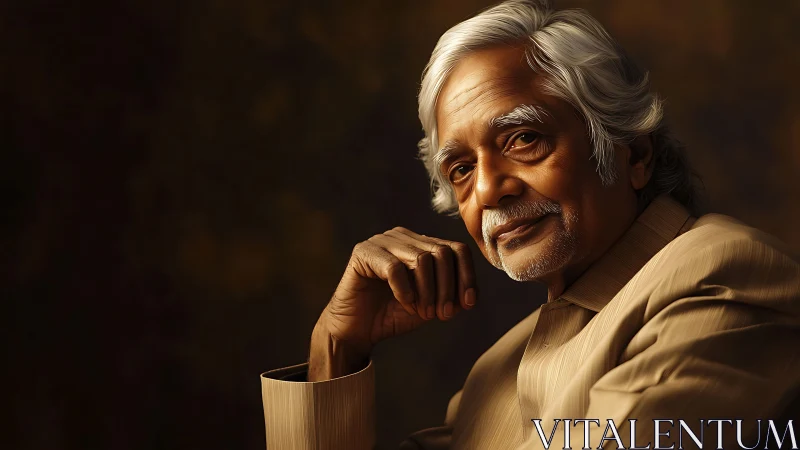 Golden hour portrait of a contemplative elder in silence.