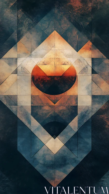 Geometric abstraction with layered diamonds and solar core.