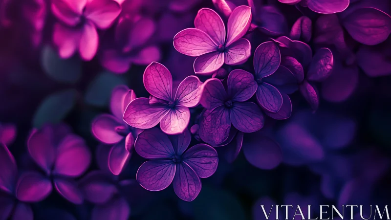Luminous Purple Flowers in Macro Depth of Field