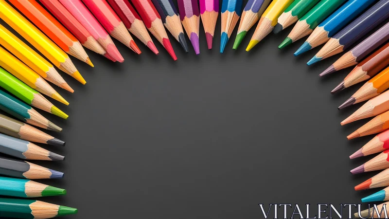 Colored pencils form symmetric border around central void