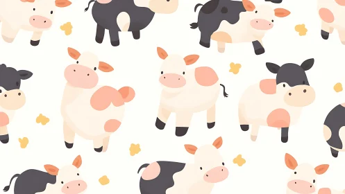 Plump pastel cows prance across a milky minimalist meadow