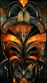 Radiant Art Deco bloom forged in molten copper light.
