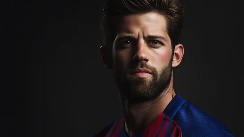 Bearded male athlete posed in dramatic studio lighting