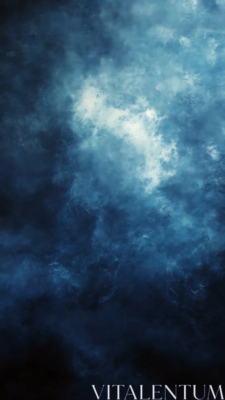 Nebulous blue cloudscape renders diffuse atmospheric depth