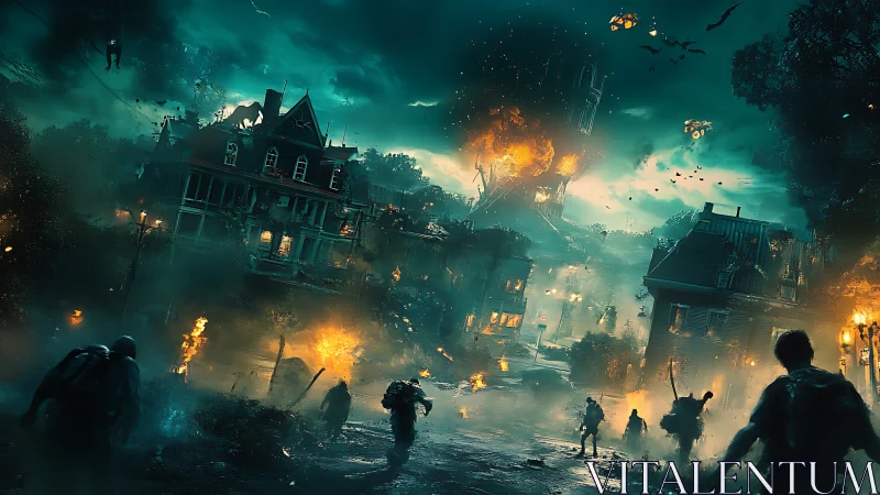 Apocalyptic suburban battle unfolds in cinematic digital chaos