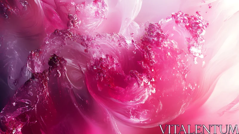 Crystalline rose currents collide in a swirling neon bloom