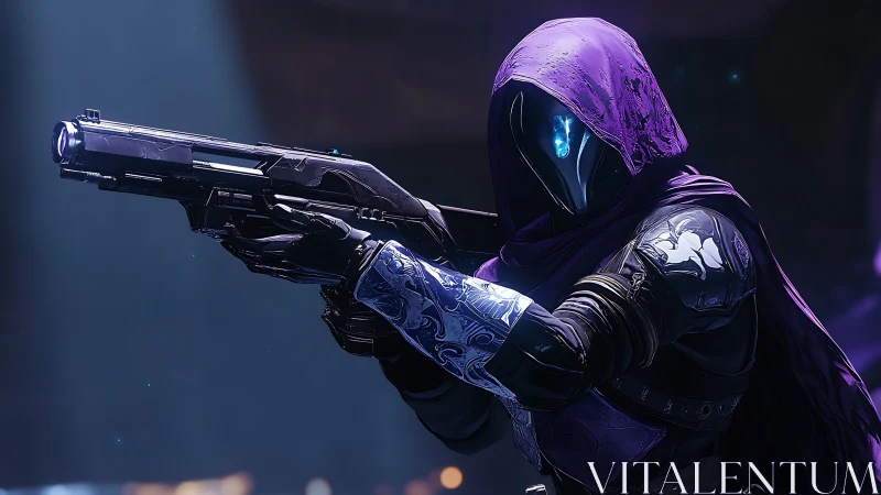 Void-cloaked space marksman aiming starlit pulse rifle.