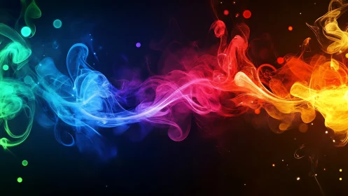 Digital painting of multicolor spectral smoke ribbon composition.