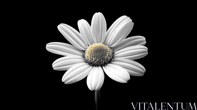 Single daisy blooms in stark monochrome elegance.