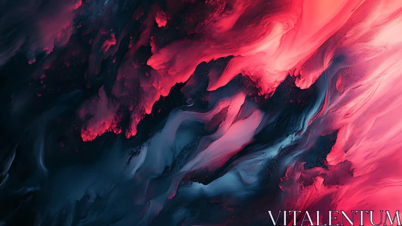 Abstract crimson and teal fluid dynamics rendered in digital paint