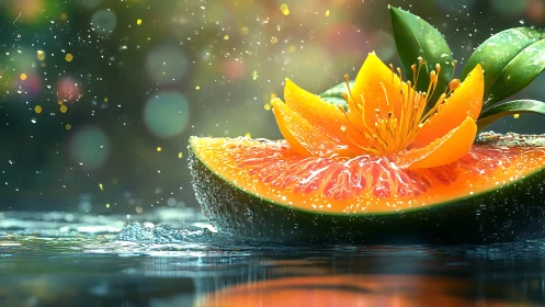 Citrus blossom ship sails through glittering splashlight