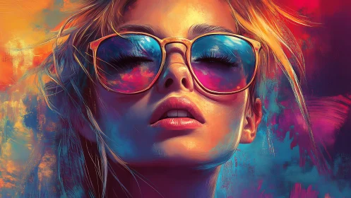 Sunlit daydreams reflected in bold neon sunglasses.