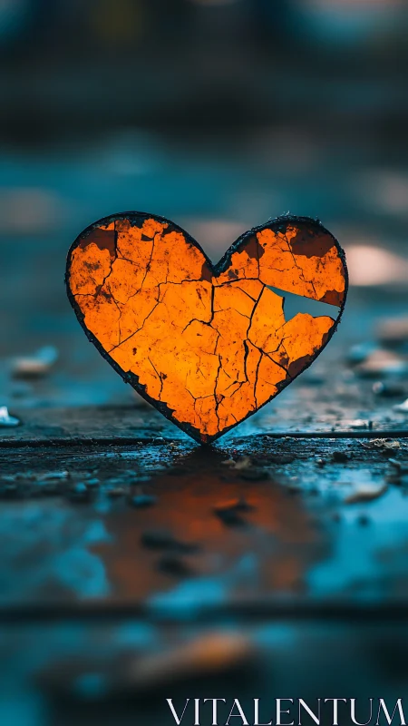 Translucent heart-shaped leaf specimen with cellular vein networks and orange pigmentation against b