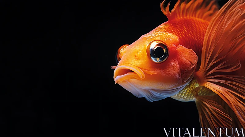 Macro optical portrait of luminous orange goldfish anatomy.