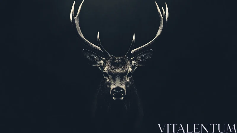 Majestic stag emerges from darkness in dramatic low-key light