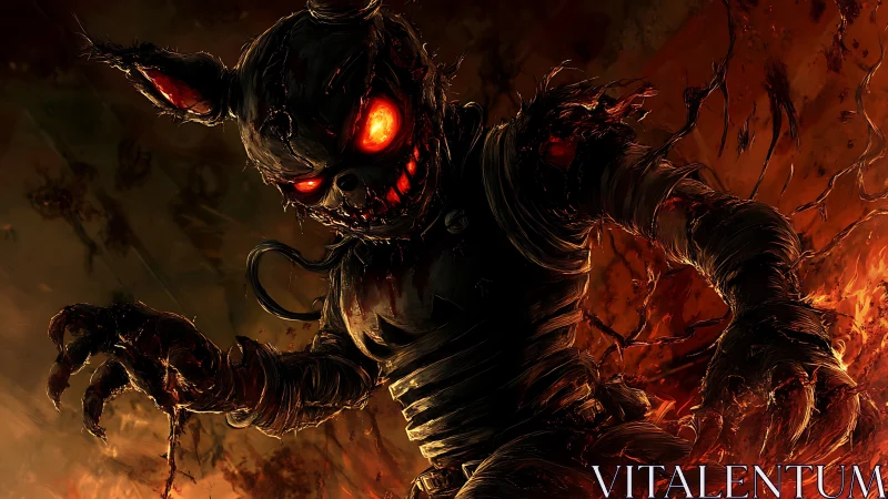 Hellfire animatronic horror in dynamic digital painting.