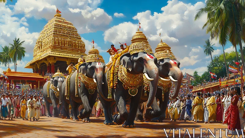 Decorated temple elephants lead grand South Indian festival