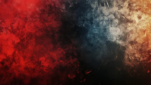 Abstract textured background with red, blue, and orange gradient.