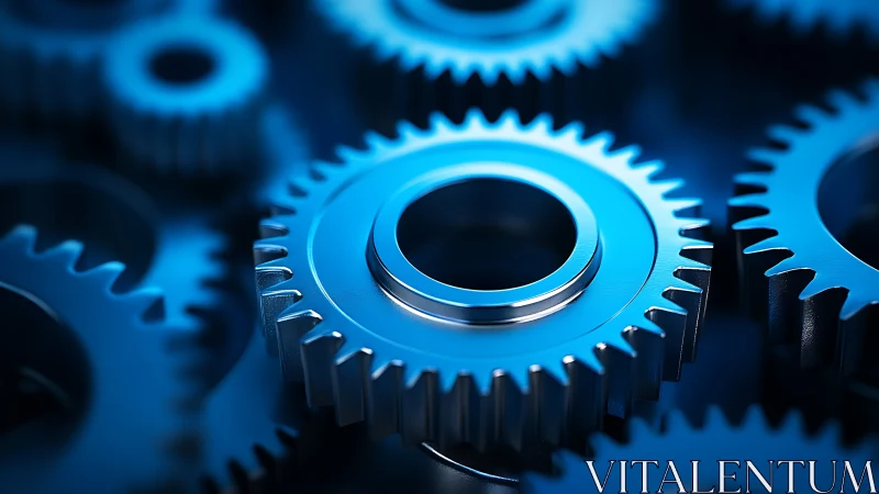 CNC machined steel spur gears with blue anodized surface finish