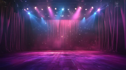 Velvet-lit stage waiting for a magical show to begin.