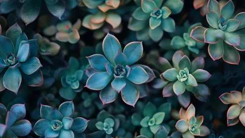 Moody teal succulents form a soothing geometric garden