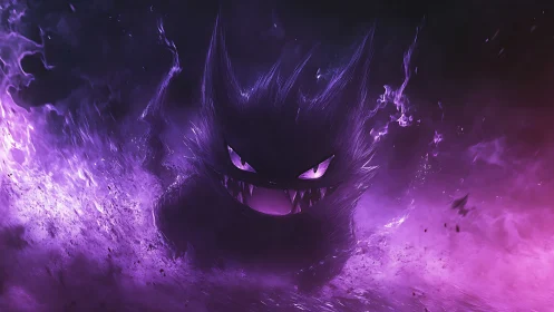 Dark spectral creature rendered in violet particulate field