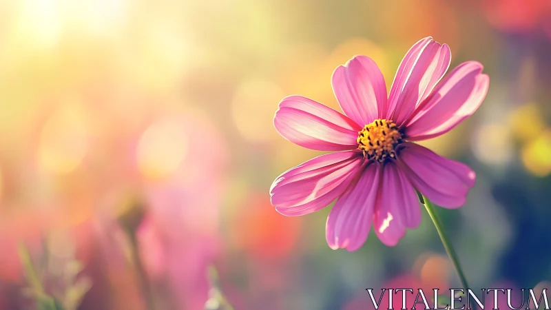 Magenta Cosmos Petals Radiate Through Sunlit Bokeh Dreams