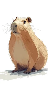 Gentle capybara standing tall with quiet, curious charm.