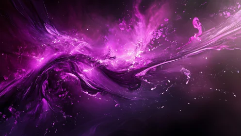 Vivid Abstract Swirl of Purple and Pink Paint in Digital Art Style.