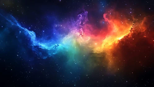 Spectral nebula arc with luminous multicolor ionized gases.