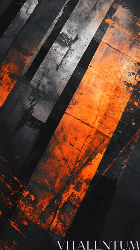 Oblique industrial panels intersect under high contrast lighting