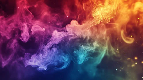 Colorful swirling smoke clouds in abstract digital art.