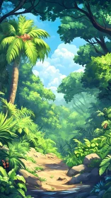 Jungle Path Through Tropical Forest Canopy