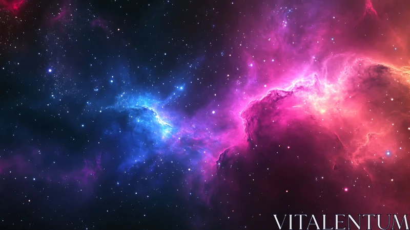 Vibrant nebula clouds glow across deep star field.