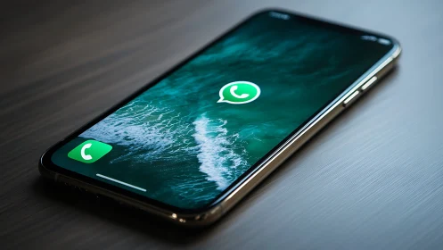 Smartphone displaying WhatsApp's iconic green messaging app interface