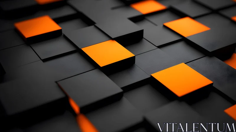 Abstract 3D Black and Orange Square Pattern with Modern Style. Abstract 3D Black and Orange Square Pattern with Modern Style.